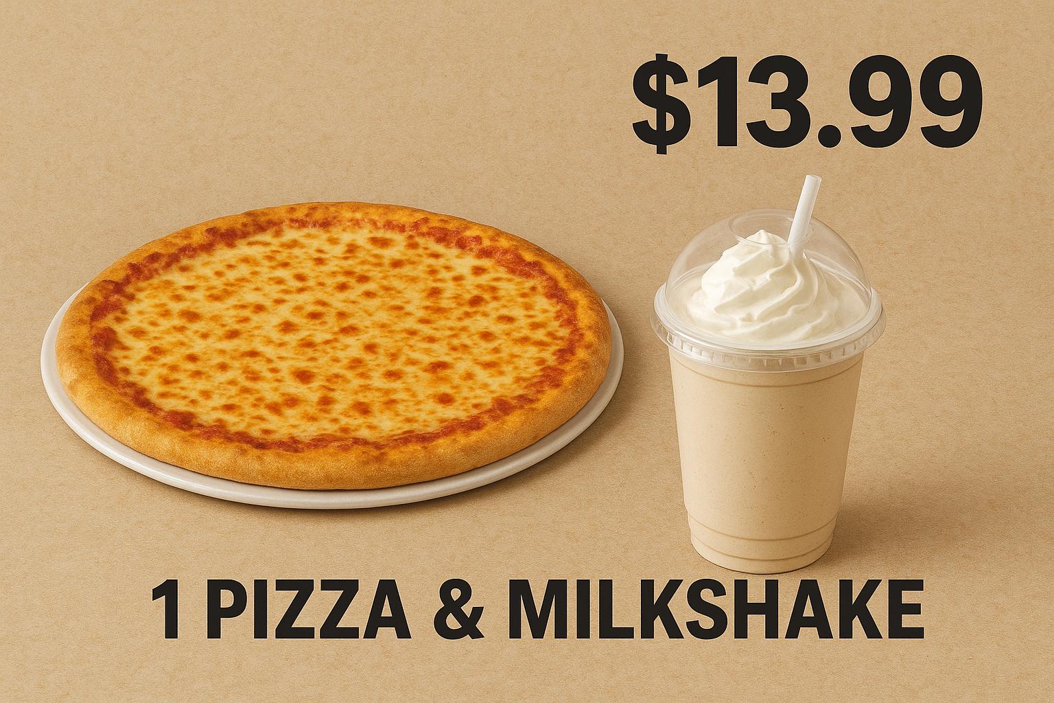 10' inch NY Pizza with a Milkshake
